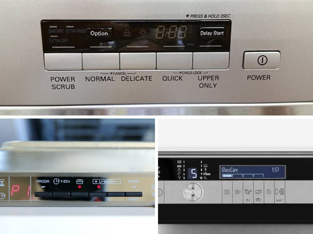 các chế độ trên bảng điều khiển máy rửa bát