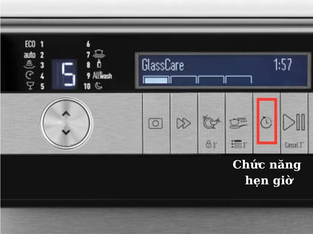 chức năng hẹn giờ trên máy rửa bát