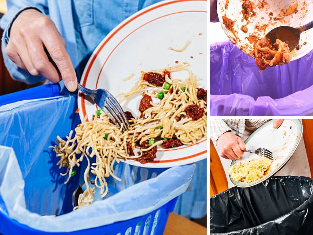 gạt bỏ thức ăn thừa trên bát đĩa trước khi cho vào máy